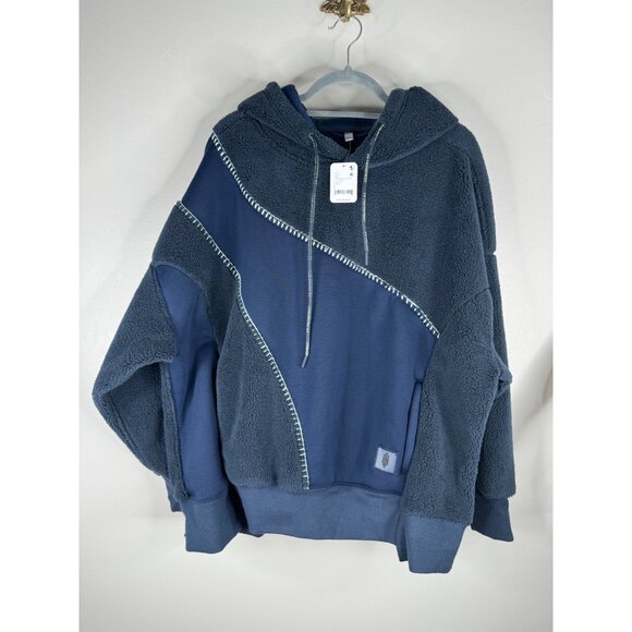 Free People Sprint To The Finish Cozy Hoodie Size S in Midnight Navy NWT - Picture 3 of 5